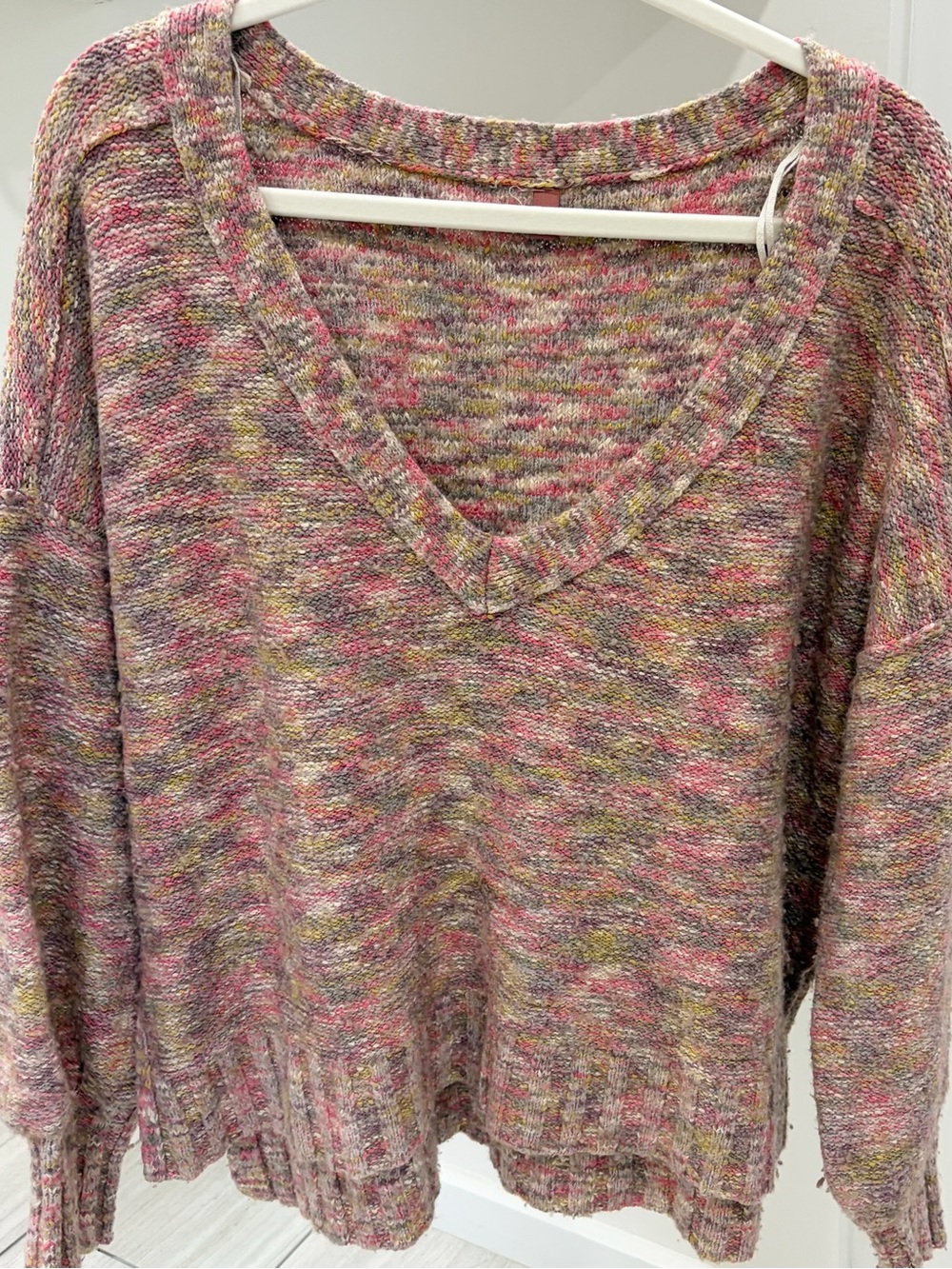 Anthropologie Speckled deep V-Neck Knit Sweater color “spacedye”